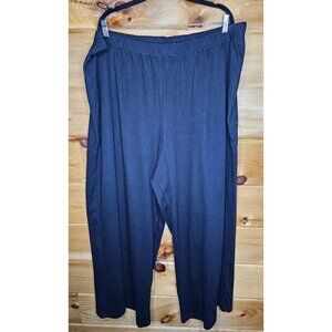 Roamans Womens 3X (30/32) Black Pull On Pants Stretchy Elastic Waist